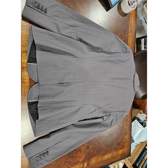 Vintage J. Crew 95% Wool Gray White Pinstripe Blazer Jacket Size 10 Schoolboy - Picture 6 of 6